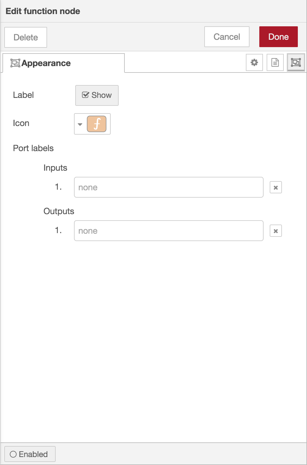 Node edit dialog - appearance